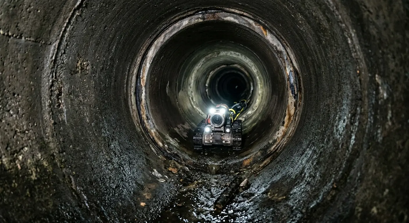 Robotic sewer camera inspecting pipe interior for Sewer Line Repair in York